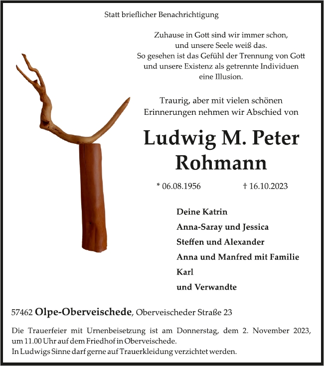 Traueranzeige Rohmann